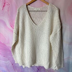 Miracle USA S/M Lightweight Cream Oversized Open Knit Sweater Luxury Coastal
